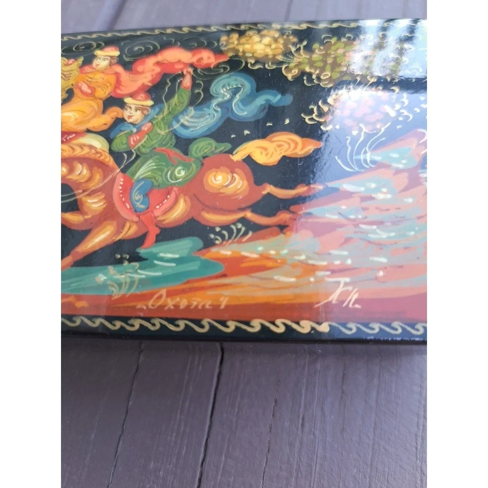 Palekh Russian Decorative Wooden Lacquer Trinket Box Fairy Tail 